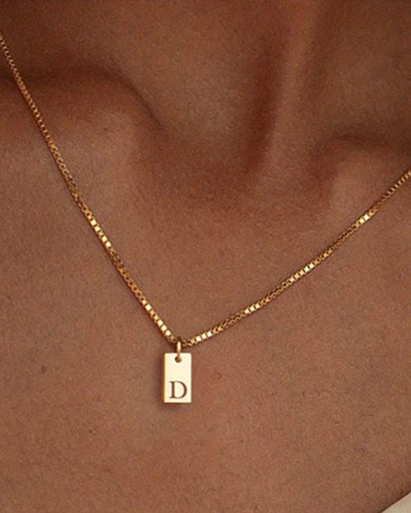 

1pc Alphabet Letter Engraved Pendent Necklace, Style4