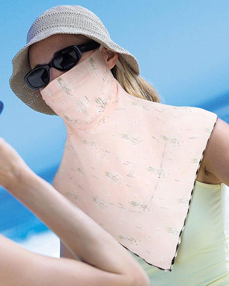 

Floral Print Sun Protection Face Covers Breathable Neck Gaiters, Light pink