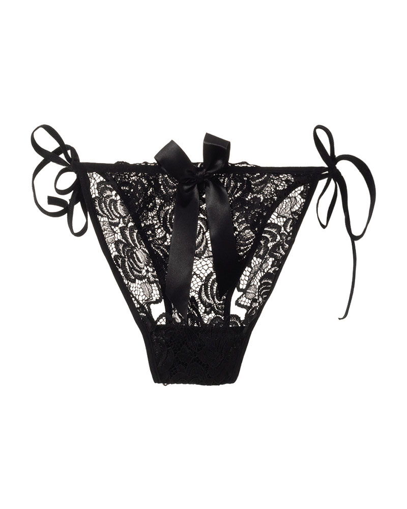 

Tied Detail Lace Bowknot Panty, Black