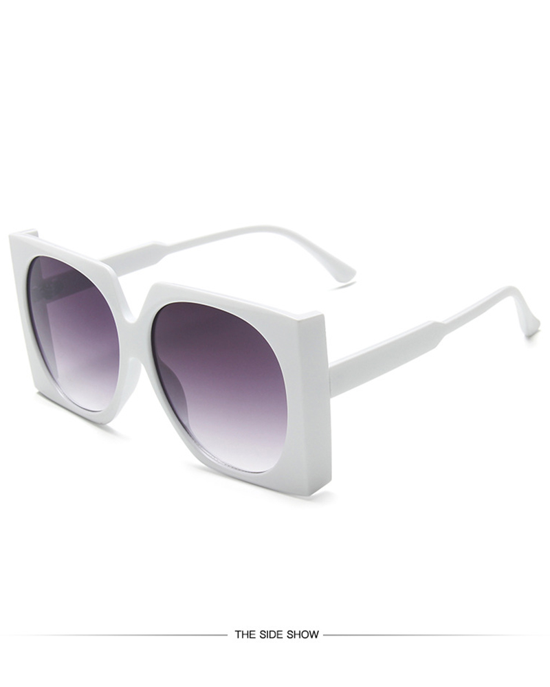 

1Pair Big Square Frame Vintage Sunglasses, White