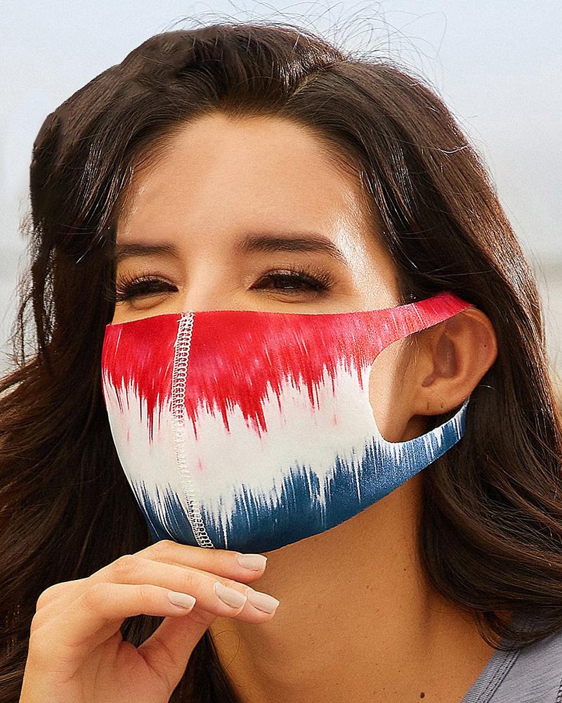 

Tie Dye Print Breathable Mouth Mask Washable And Reusable, Red