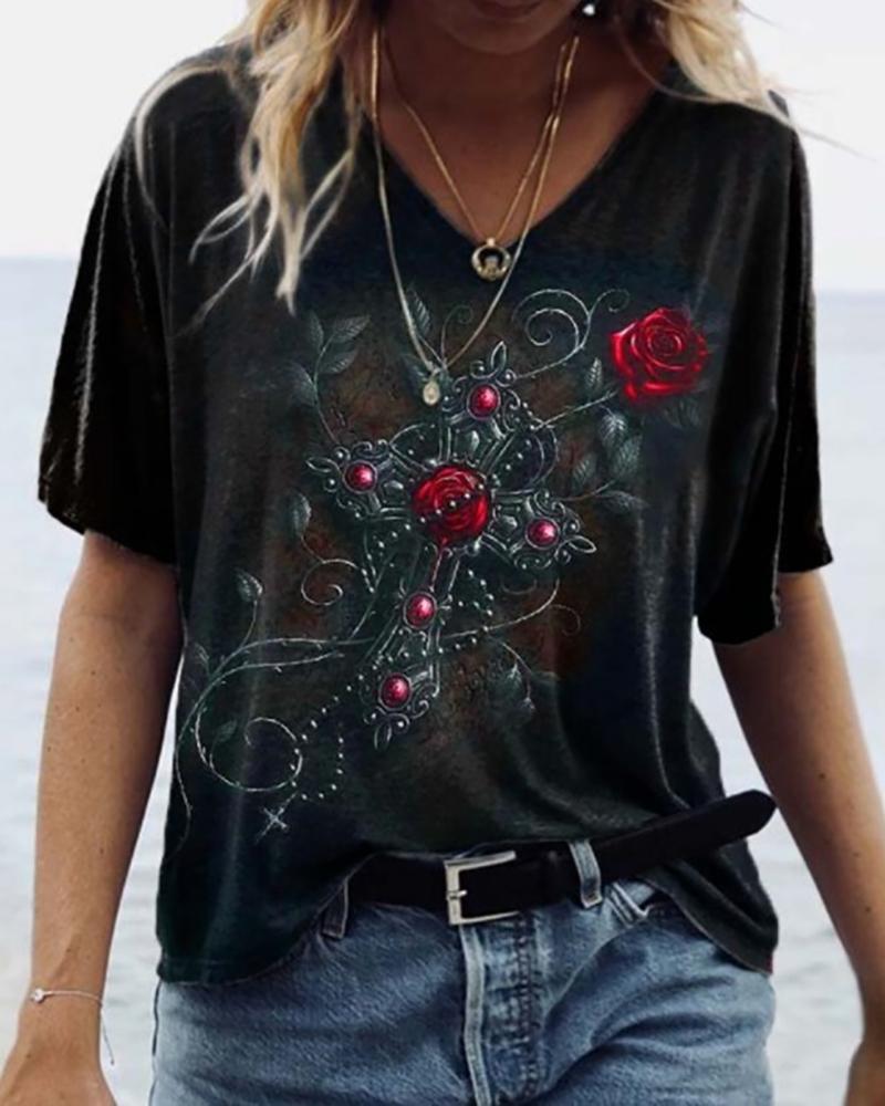 

Halloween Graphic Print Short Sleeve Top, Black