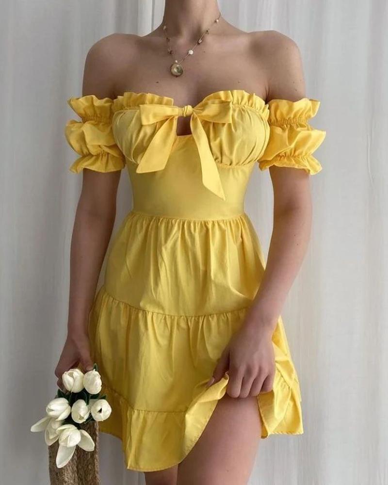 

Frill Hem Tied Detail Smock Dress, Yellow
