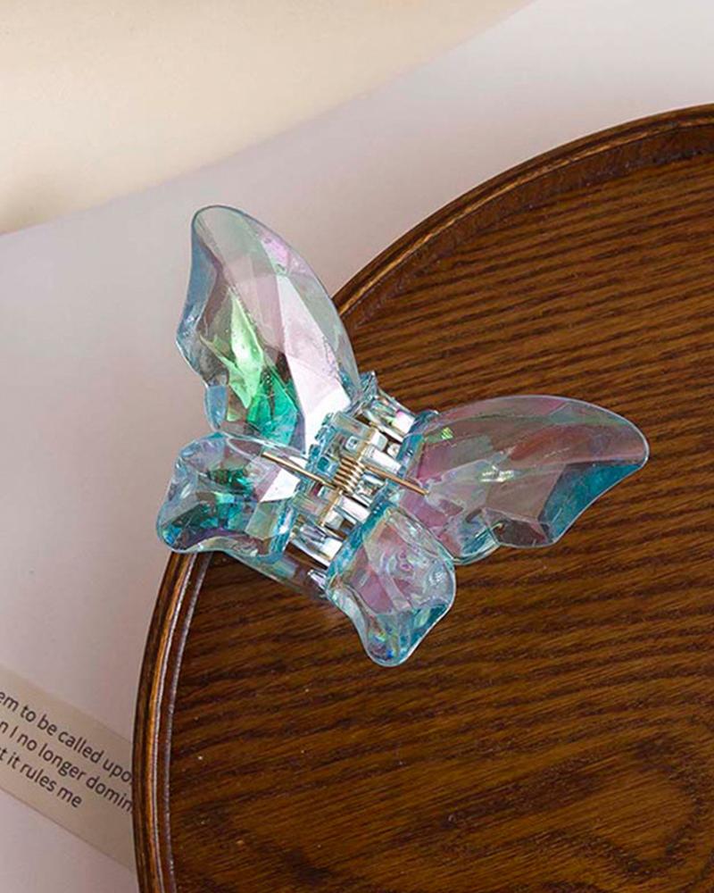 

1pc Holographic Butterfly Shaped Hair Claw, Blue