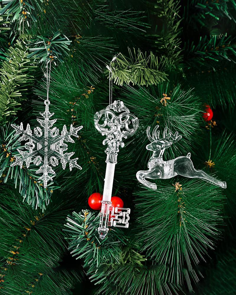 4 pièces décorations d'arbre de noël acrylique ornements suspendus ensemble flocon de neige wapiti décorations arbre de noël hiver nouvel an fête fournitures