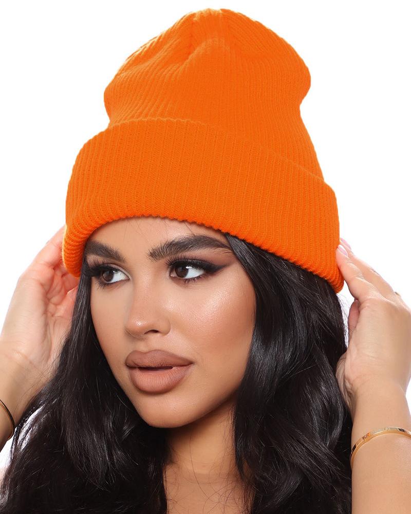 

Trendy Thermal Knit Bennie Hat, Orange