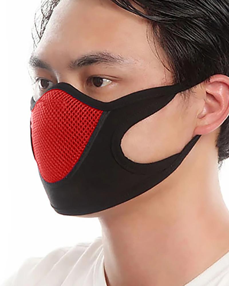 

Colorblock Breathable Ear Loop Mouth Mask Washable And Reusable, Red