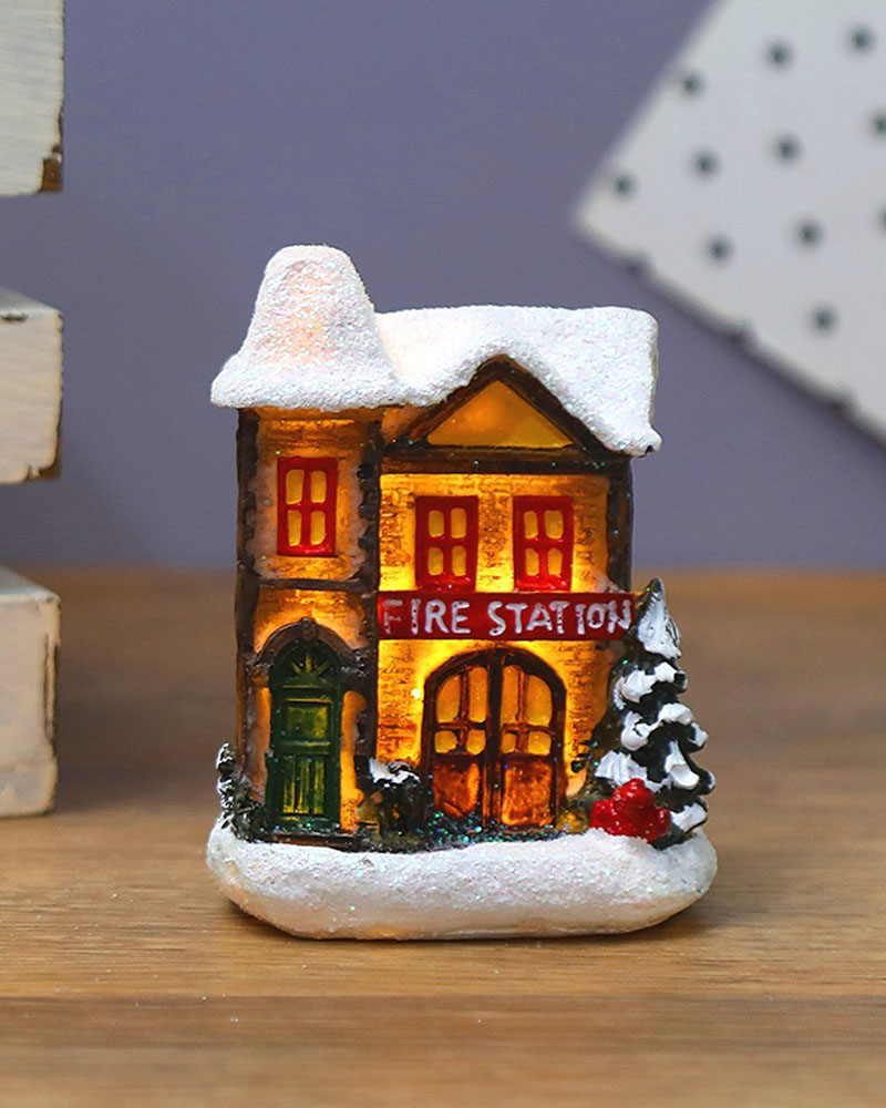 

Christmas Dollhouse Village Miniature Dollhouse LED Light Mini Resin House Birthday Gift Ornament Christmas Valentine's Day Home Decoration, Style4