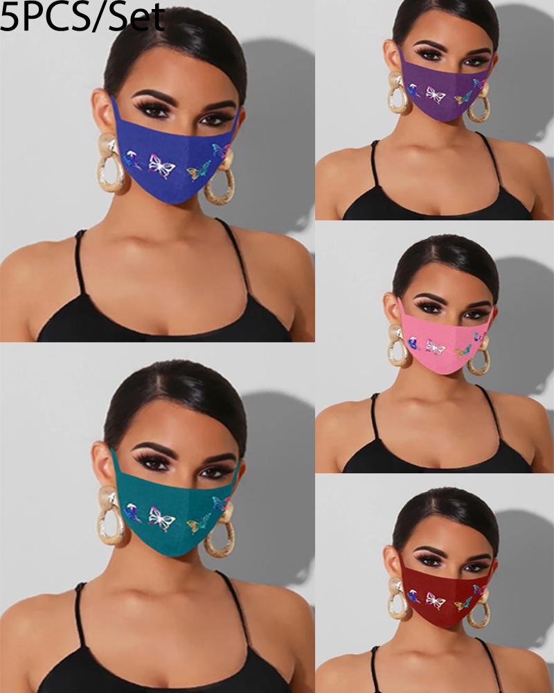 

5PCS/Set Randomly Dispatched Butterfly Print Face Mask(Colors/Patterns Sent Randomly, Multicolor