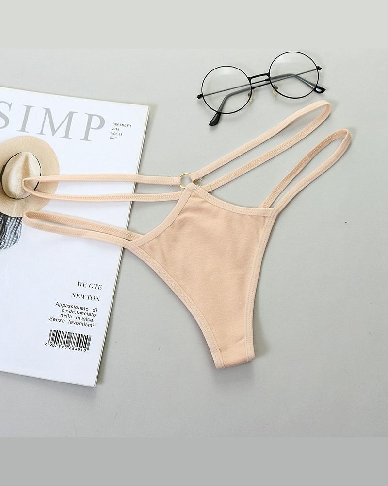 

Sexy Cut-out Splicing O-ring Skinny Low Waist Panties, Nude