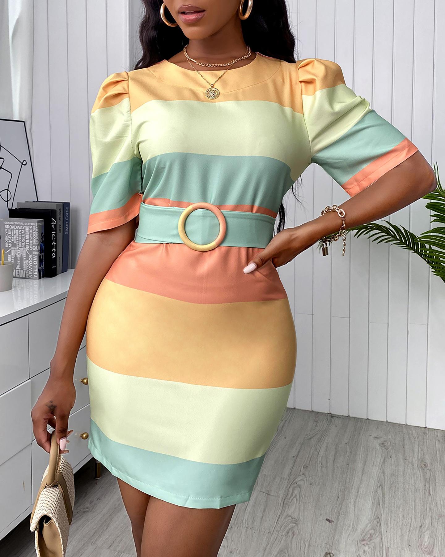 

Half Sleeve Colorblock Bodycon Dress, Multicolor