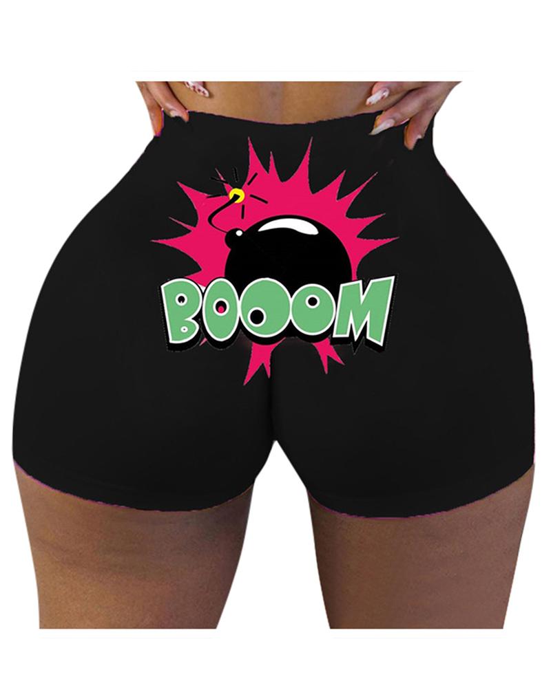 

Cartoon Print Skinny Short Pants, Style4