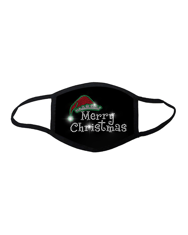 

Christmas Letter Pattern Studded Breathable Face Mask, Style2