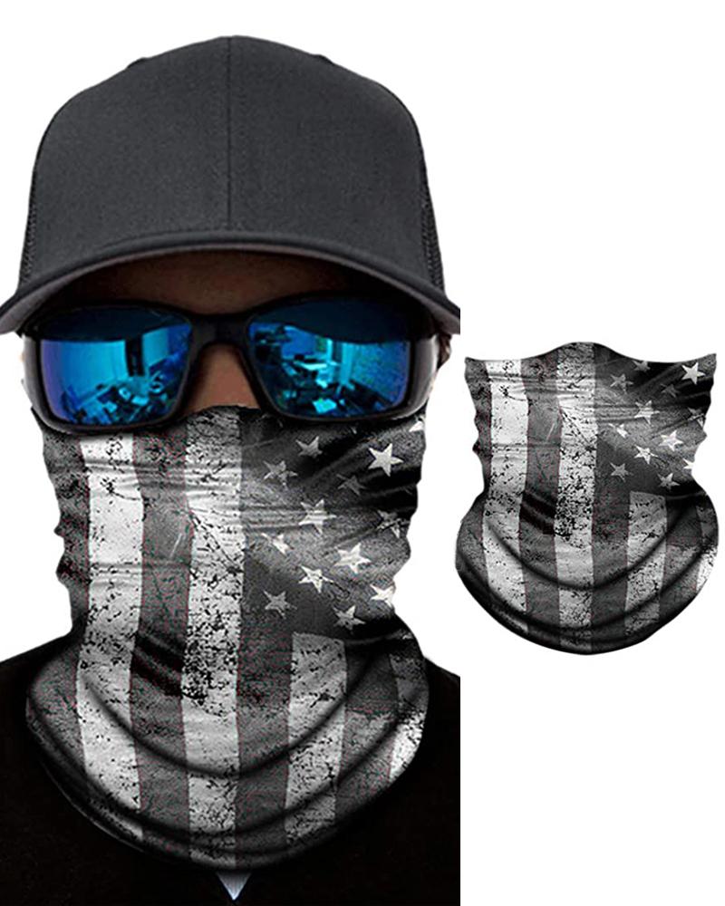 

American Flag Print Breathable Face Bandana Magic Scarf Headwrap Balaclava, Dark grey