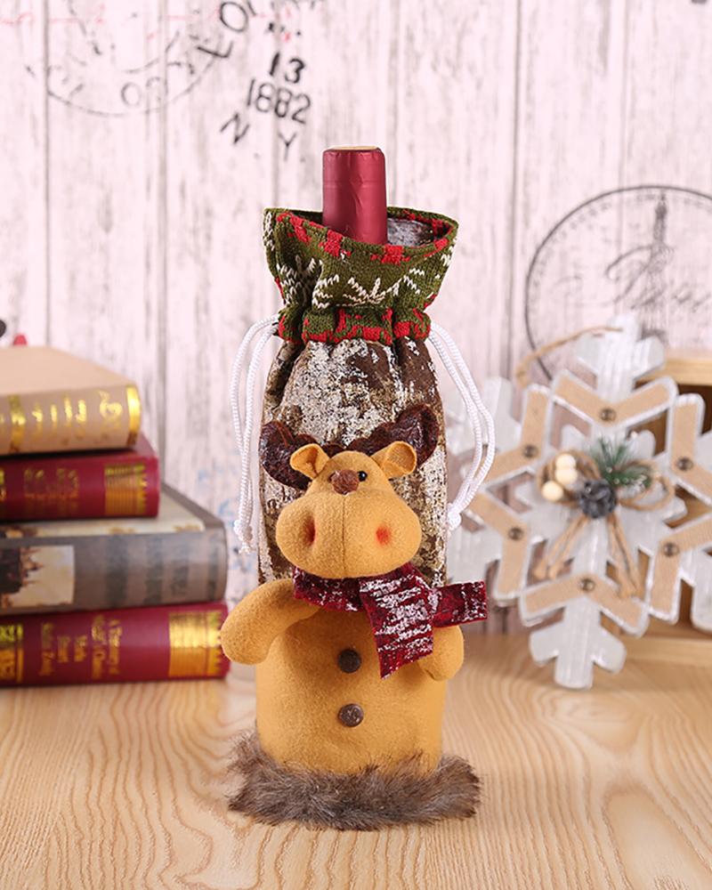 

Christmas Knit Drawstring Wine Bottle Cover, Style2
