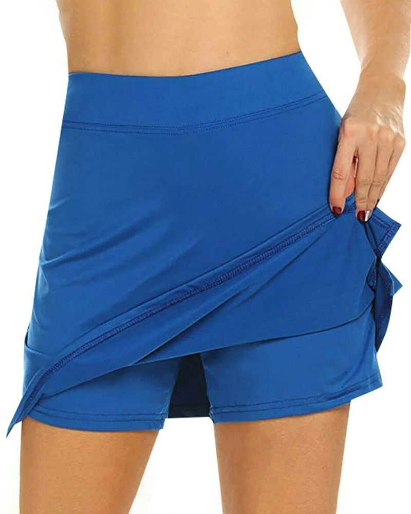

Tennis Skirts Inner Shorts High Elastic Sports Golf Skorts With Pocket, Blue