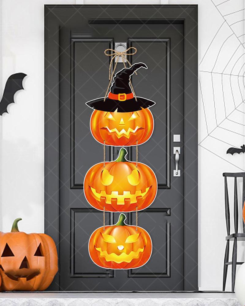 

1pc Happy Halloween Spooky Skeleton Home Decor Witch Pumpkin Hanging Welcome Door Decoration, Style2