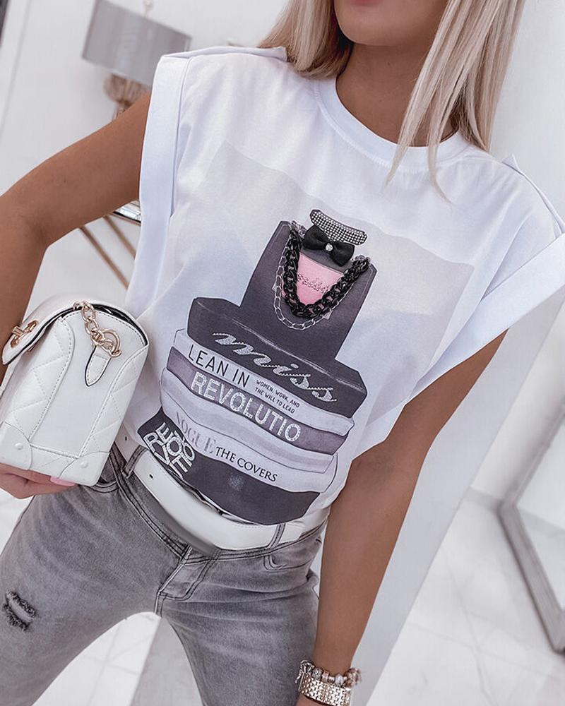 

Letter Graphic Print Casual T-shirt, White