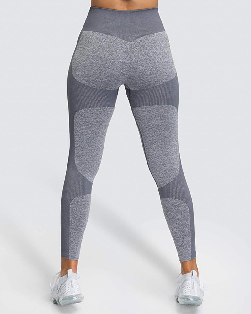 

Colorblock High Waist Butt Lifting Yoga Pants, Gray
