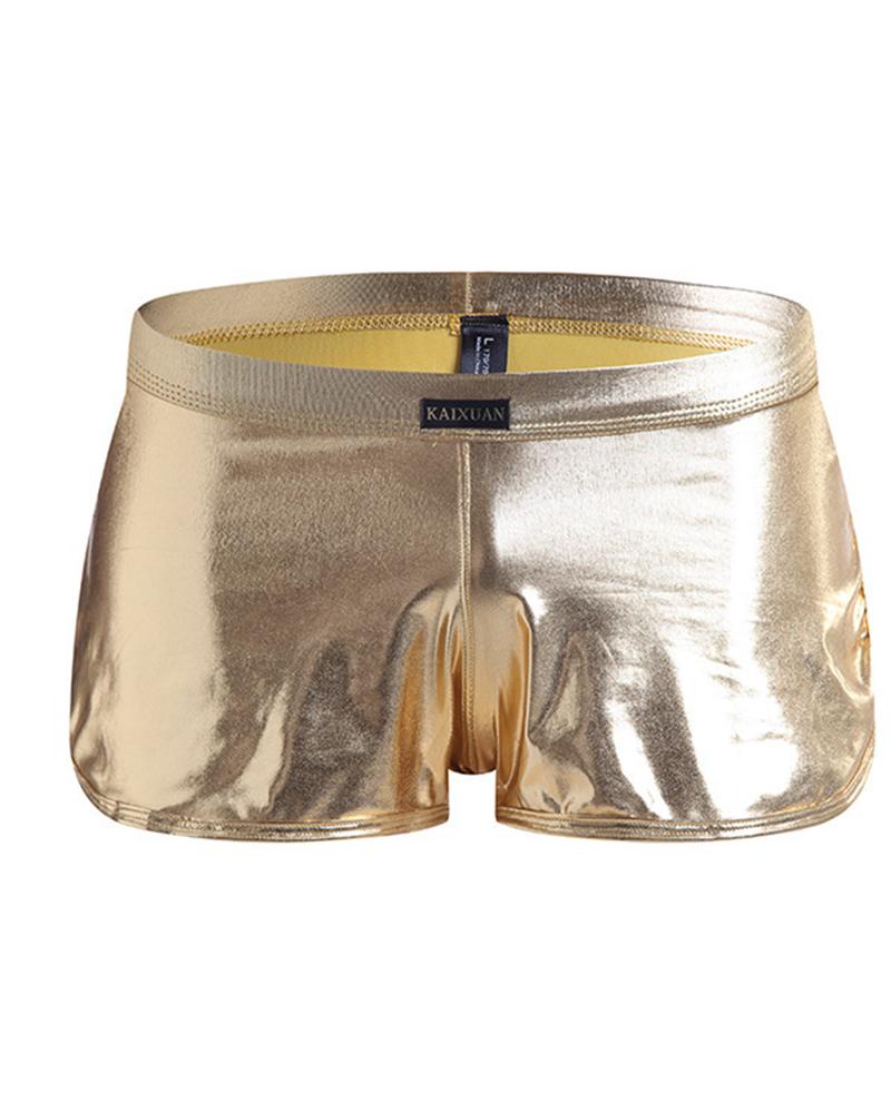 

Solid Shinny Skinny Boxer Brief Underwear, Gold