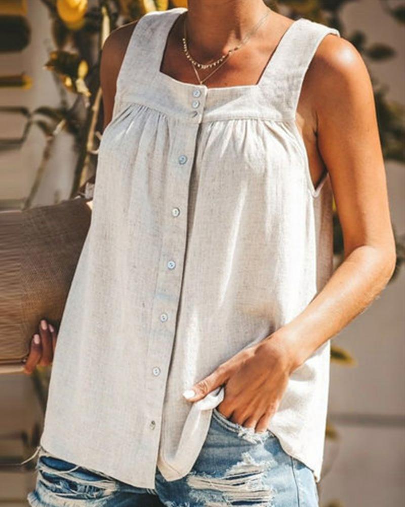 

Solid Color Sleeveless Loose Tank Top, Light gray