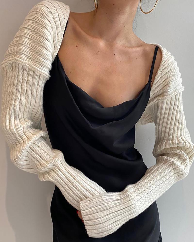 

Long Sleeve Knit Crop Cardigan, White