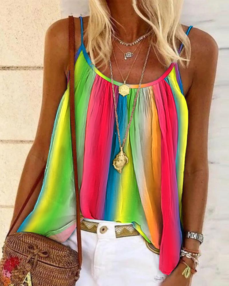 

Ombre Scoop Neck Flowy Cami Top, Multicolor