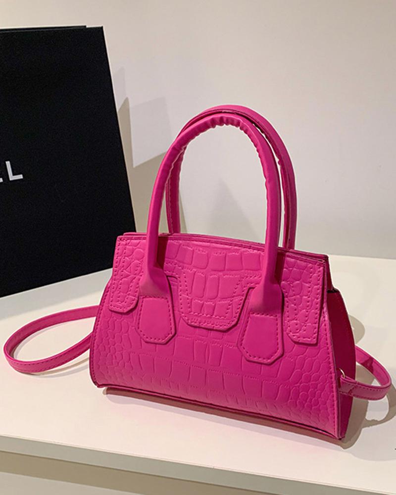 

Crocodile Top Handle Crossbody Bag, Hot pink