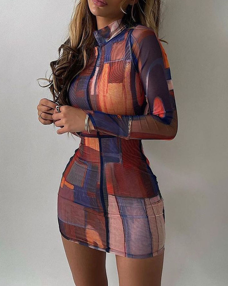 

Color Block Thumb Hole Bodycon Dress, Multicolor