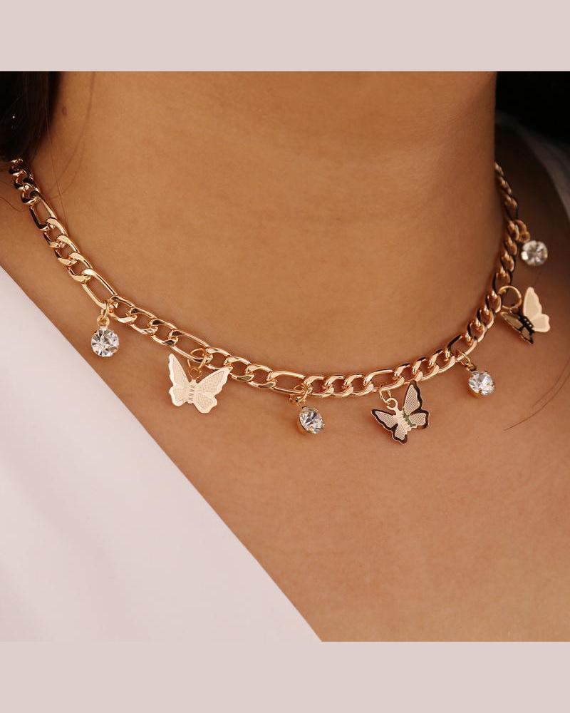 

Butterflies Choker Necklace, Gold
