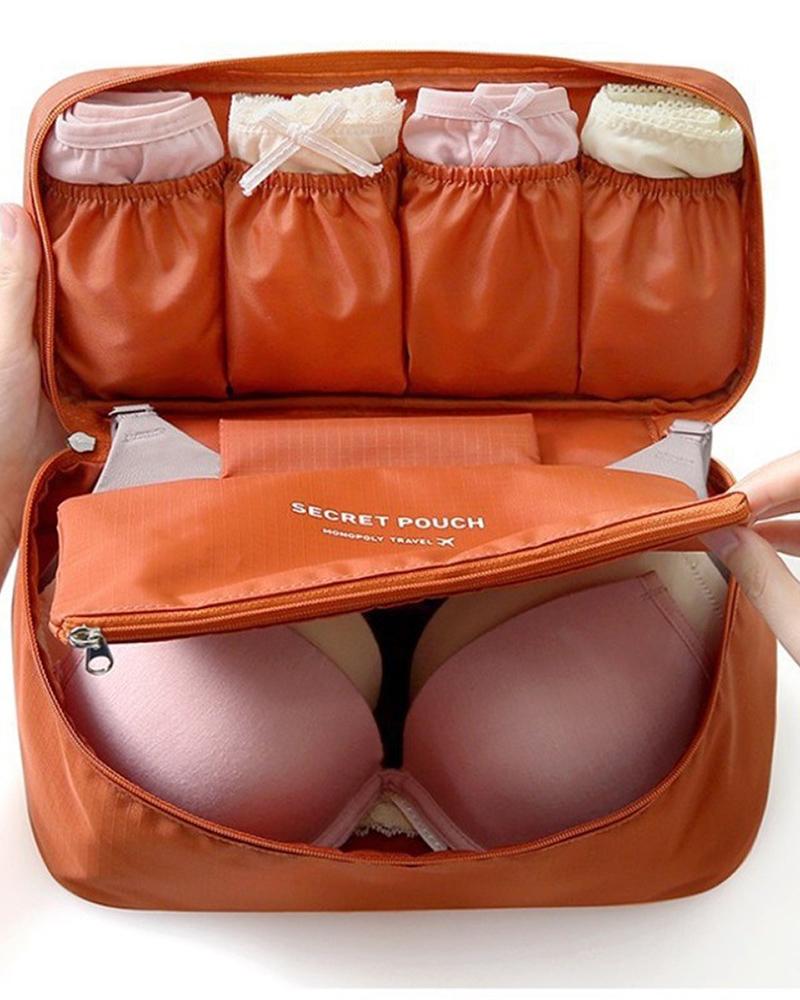 

Underwear Organizer Large Compartment Lightweight Double Layer Cosmetic Bag Bra Bag, Orange