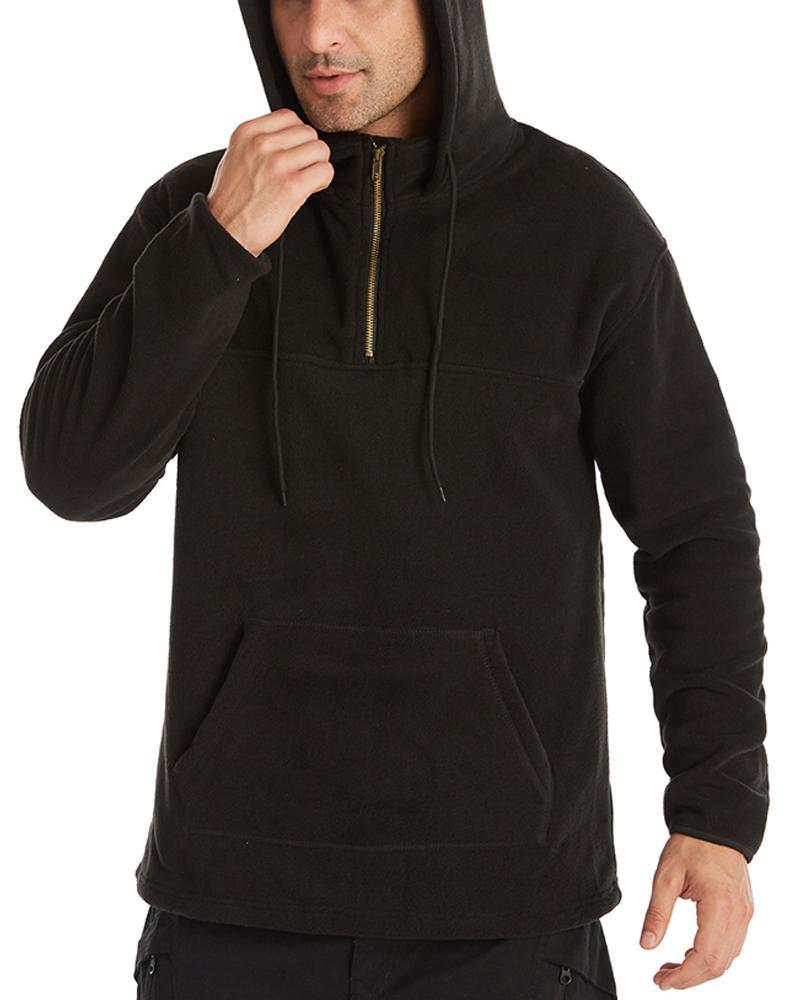

Solid Long Sleeve Hooded Loose Sweatshirts, Black