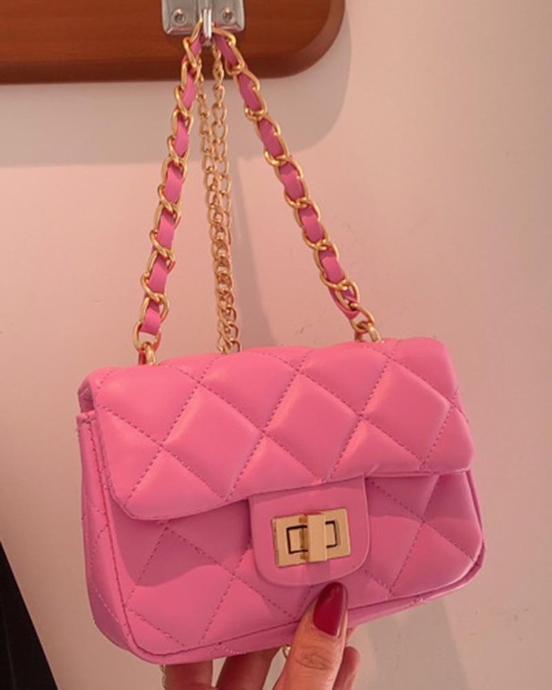 

Quilted Twist Lock Mini Crossbody Handbag, Pink