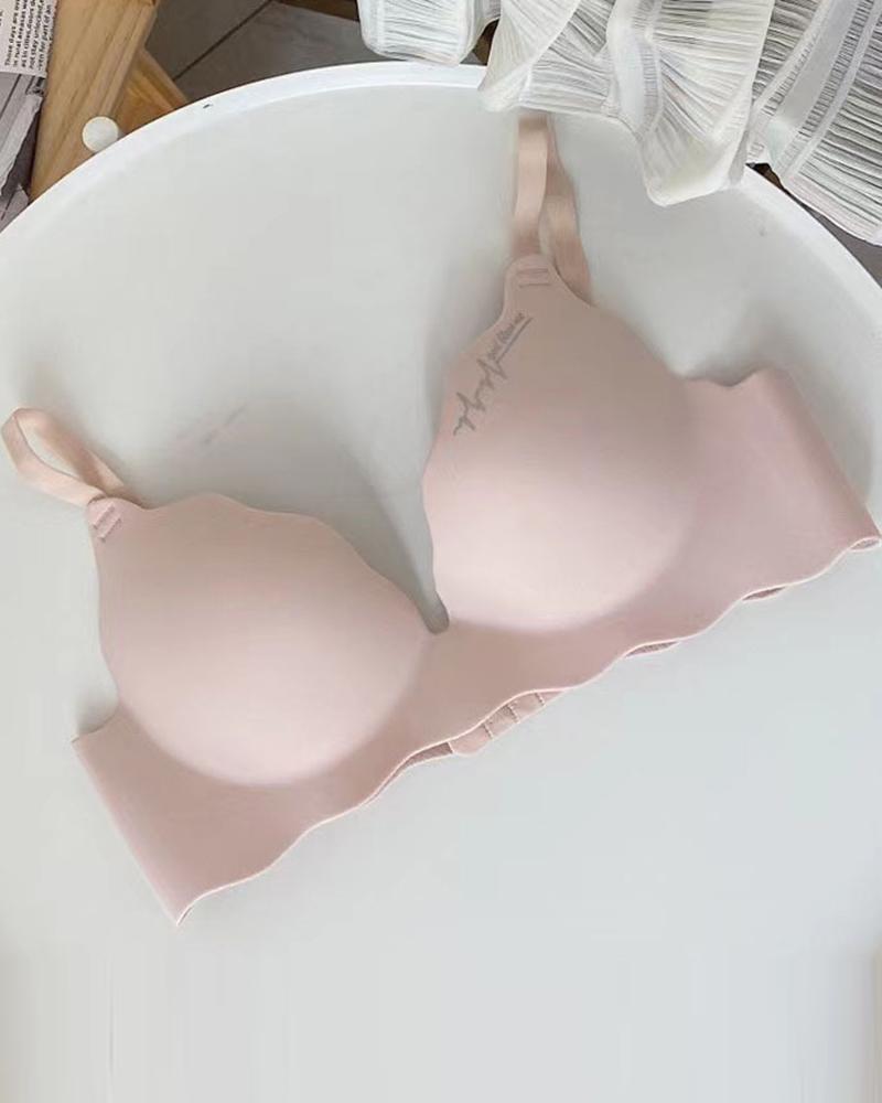 

Scallop Trim Seamless Wireless Lift Bralette, Pink