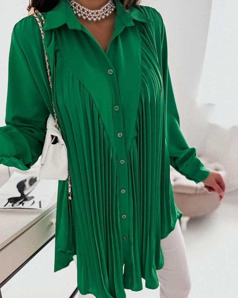 

Long Sleeve Ruched Ruffles Top, Green