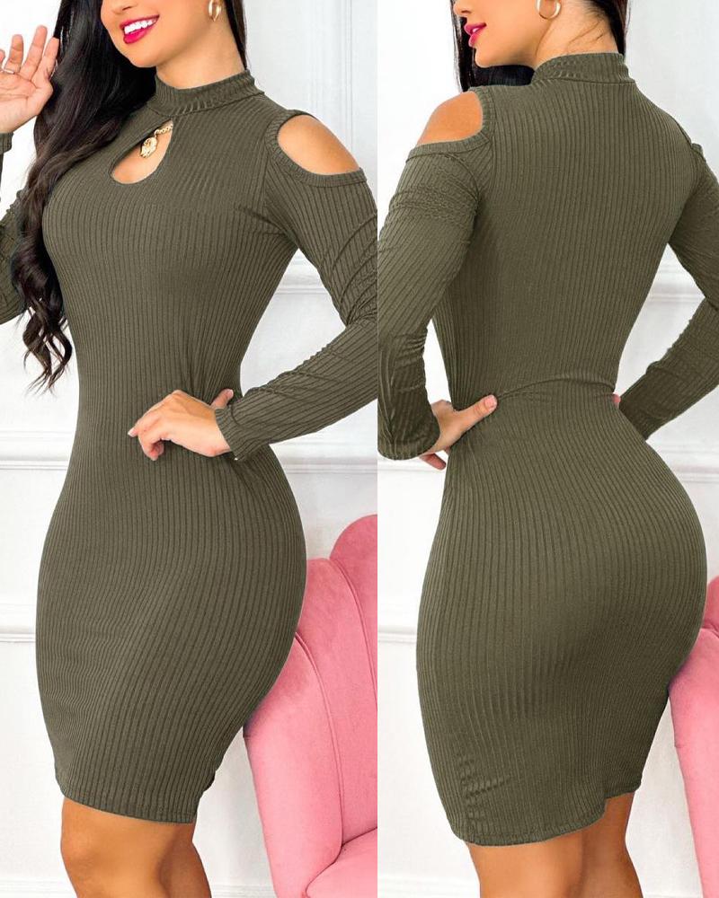 

Cold Shoulder Cutout Bodycon Dress, Green