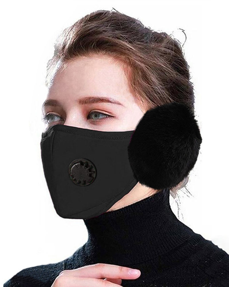 

PM2.5 Valve Face Mask With Earflap, Black