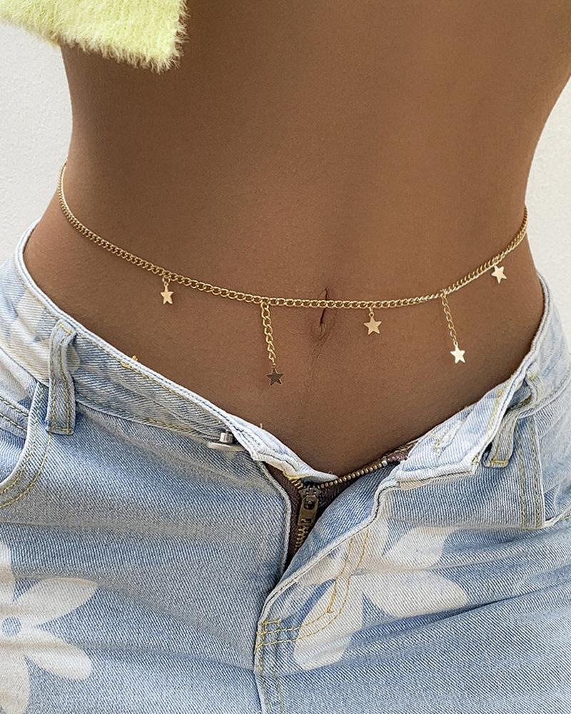 

1pc Star Decor Waist Chain, Gold