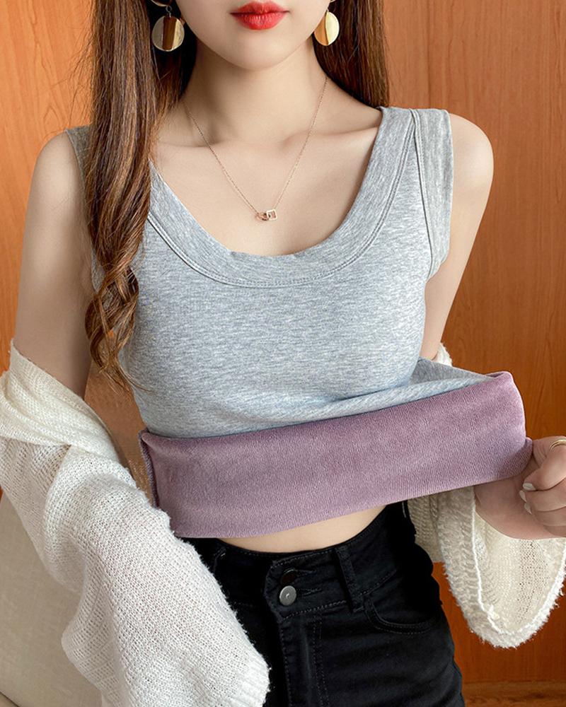 

Warm Fleece Lined Tank Top, Gray