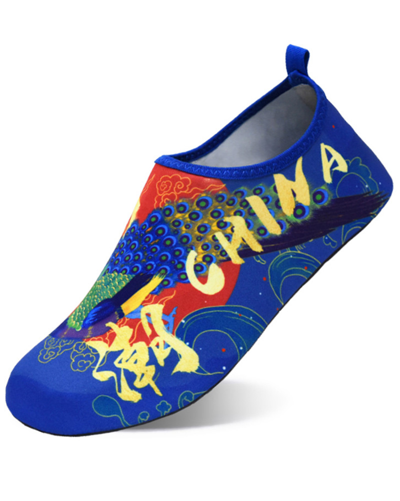 

Vintage Dragon Print Slip On Swim Water Beach Shoes, Style2