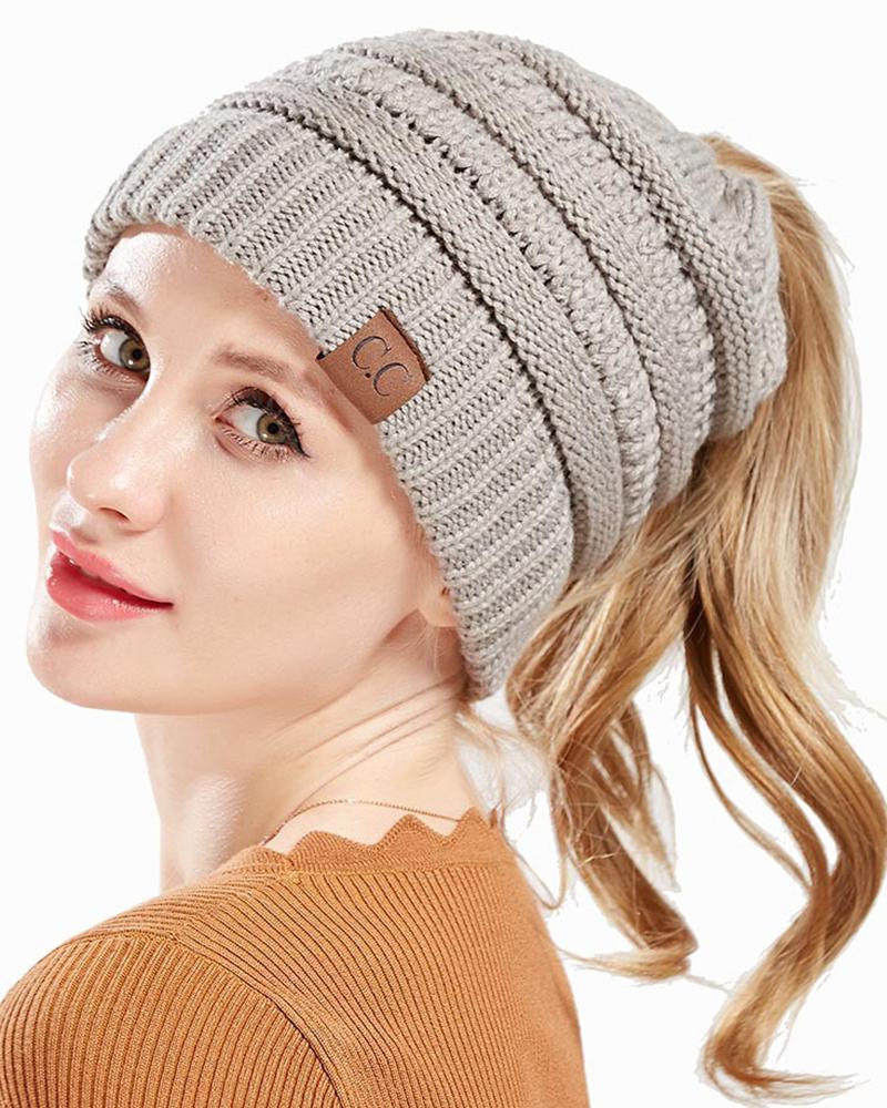 

Letter Pattern Warm Winter Multifunctional Beanie Hat, Light gray