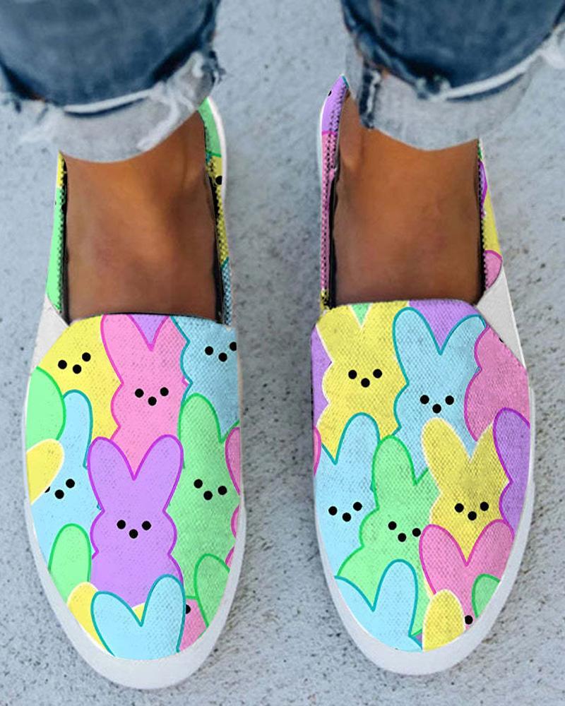 

Easter Allover Bunny Print Casual Slip-on, Multicolor