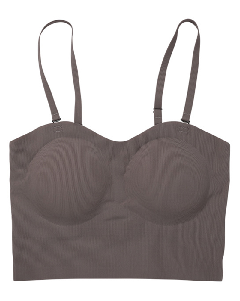 

Removeable Padded Seamless Wireless Lifting Bra Top, Coffee
