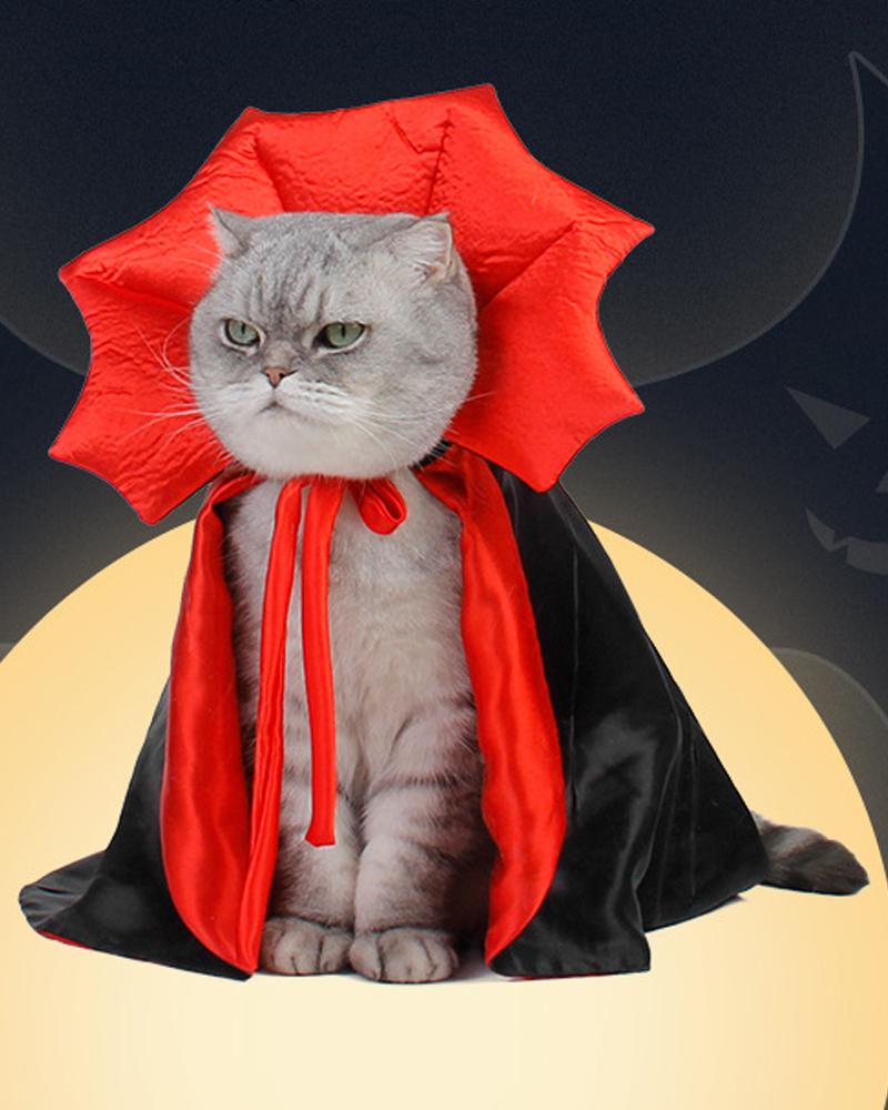 

Halloween Cat Dog Costume Pet Funny Wizard Cloak Costume Halloween Pet Cosplay Decoration Accessories, Red