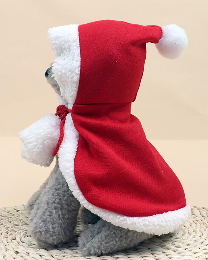 

Christmas Pom Pom Cloak For Pets, Red