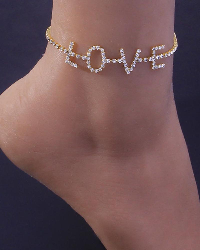 

1pc Mother's Day Wedding Guest Gift Fashion Jewelry Love Letter Anklet, Gold