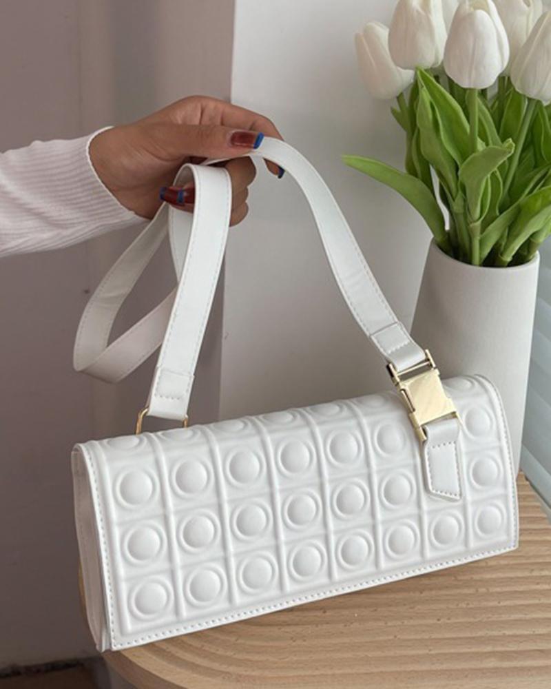 

Trendy Rectangular Magnet Crossbody Bag, White