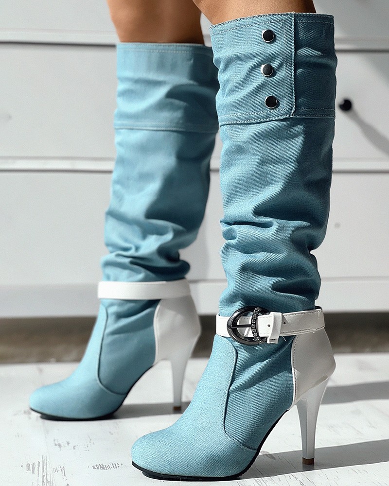 denim stiletto boots