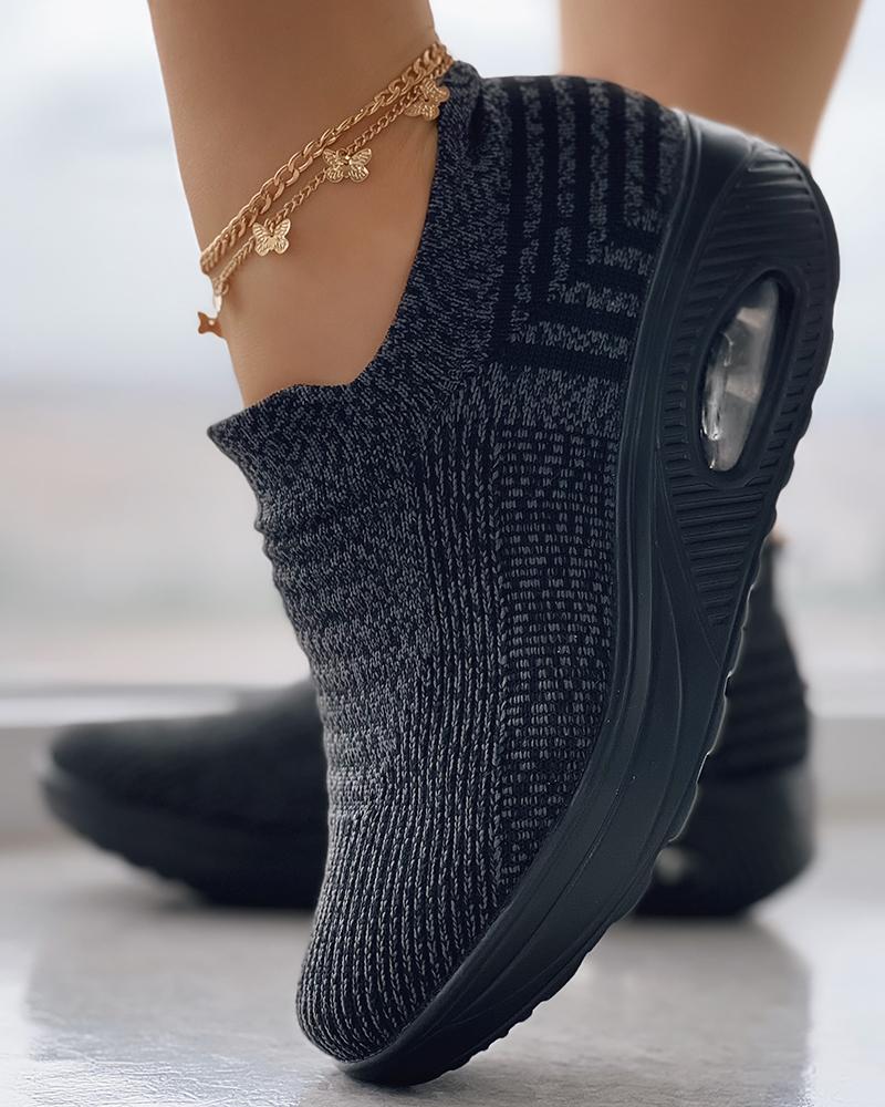 

Striped Slip On Knit Sneakers, Gray