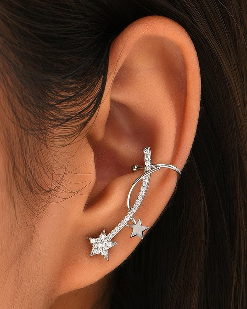 

Rhinestone Star Ear Climber, Silver